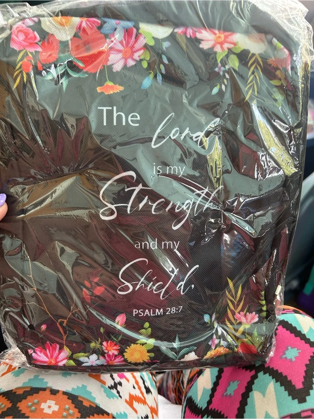 Floral Scripture bible bag - Black with Multicolor Floral Accents